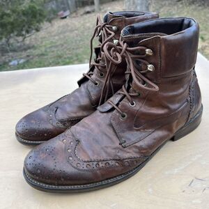 Bed Stu Cobbler Series Dark Brown Combat Boots Size 9 Distressed Rustic Chuka